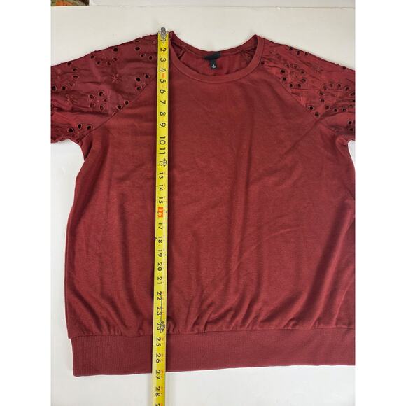 Torrid Burnt Orange Top Eyelet Lace Size 0/12 Elastic Waist - Picture 3 of 6